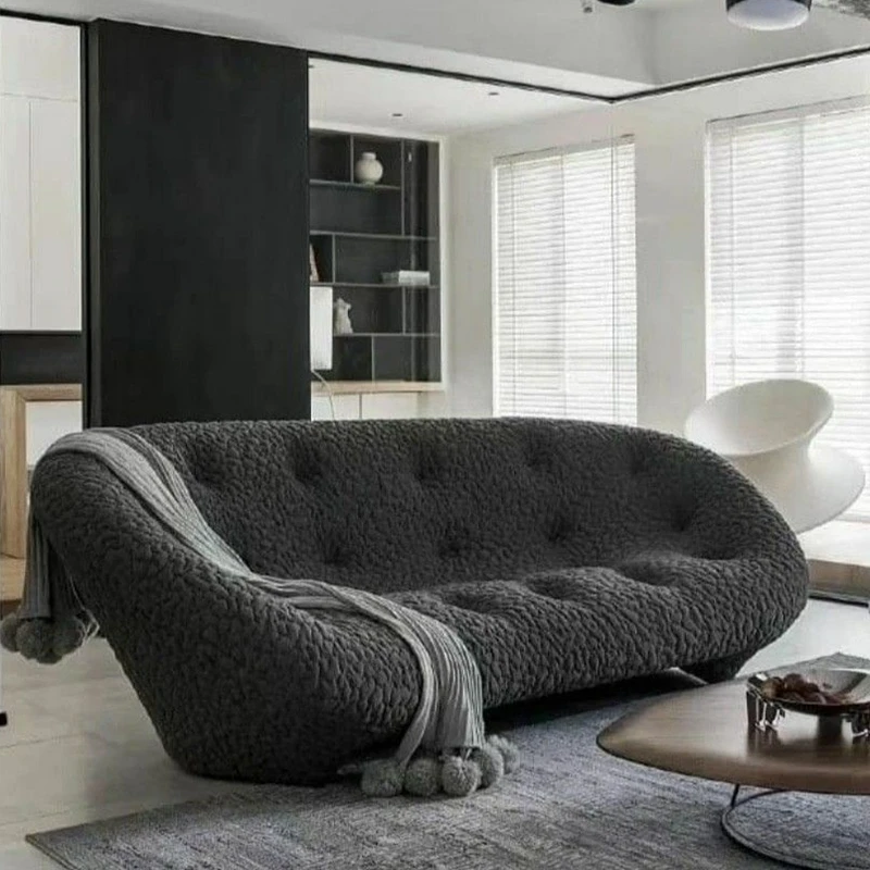 

Simple Black Silent Wind Net Red Curved Fabric Hole Designer Ploum Shell Sofa