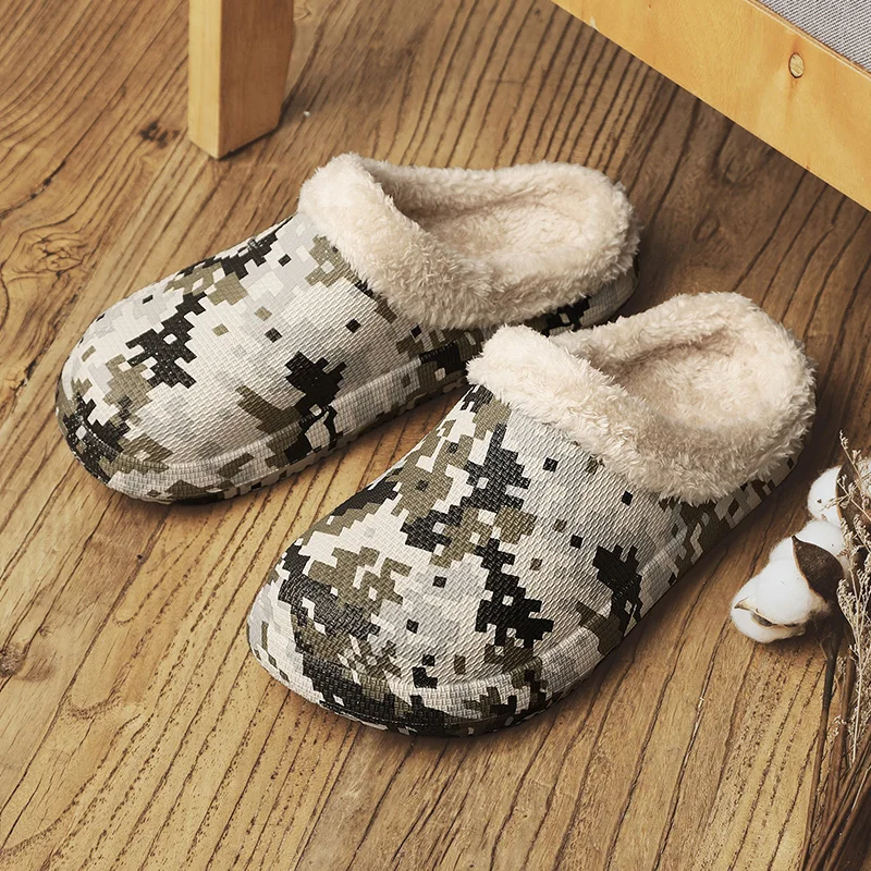 Men Slippers Winter Warm Furry Slippers Waterproof Indoor Home Cotton Shoes Fur Loafers Casual Plush Shoes