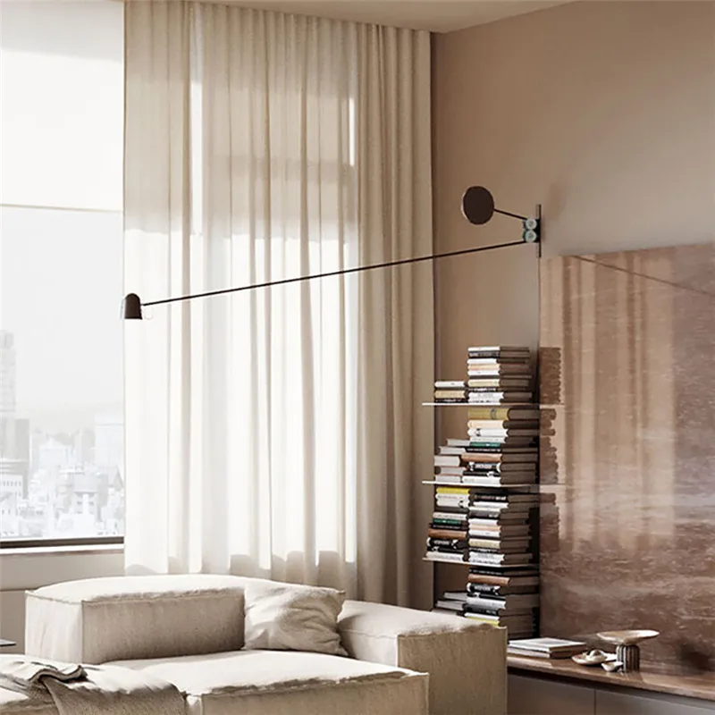 Minimalist Swing Arm Wall Lamp LED  adjustable long pole lamp for reading Living Room Bedroom Luminaria Art Decor dining light 2