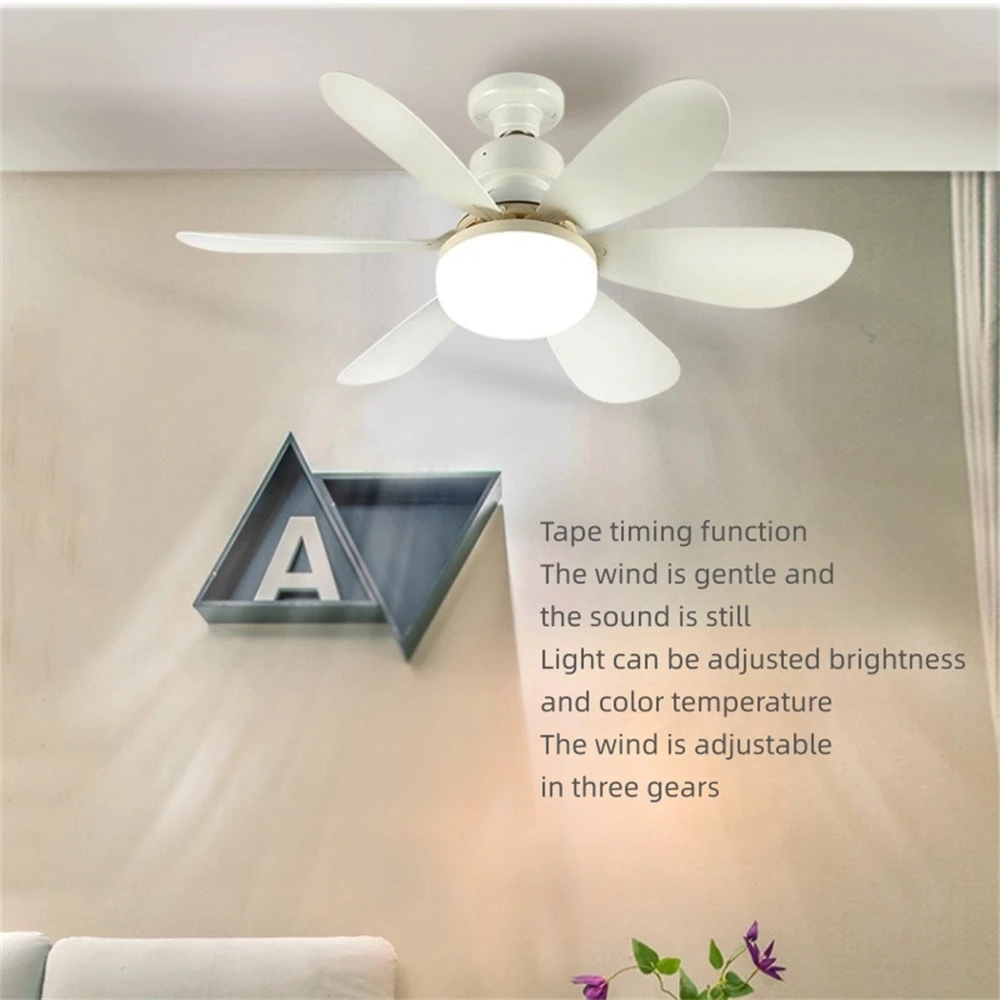 E27 LED Fan Lamp Wireless Remote Control Fan Light Dimmable For Office Kitchen Bedroom Living Room Ceiling Fan Light