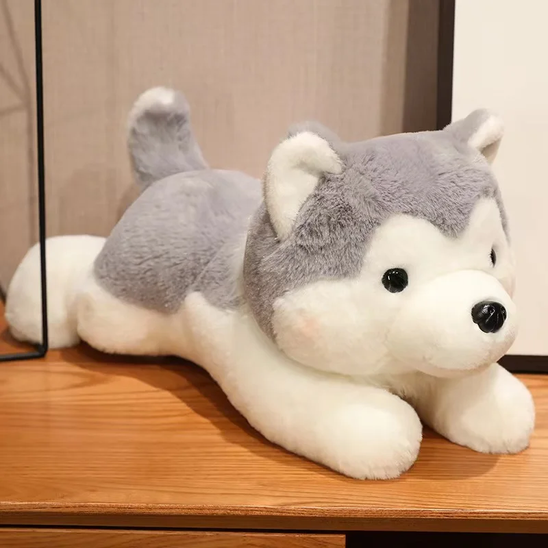 Wholesale Hot 30-50cm Cute Husky Dog Plush Toy Stuffed Animal Soft Kawaii Lying Brown Pet Puppy Pillow Doll Toys For Xmas Gift