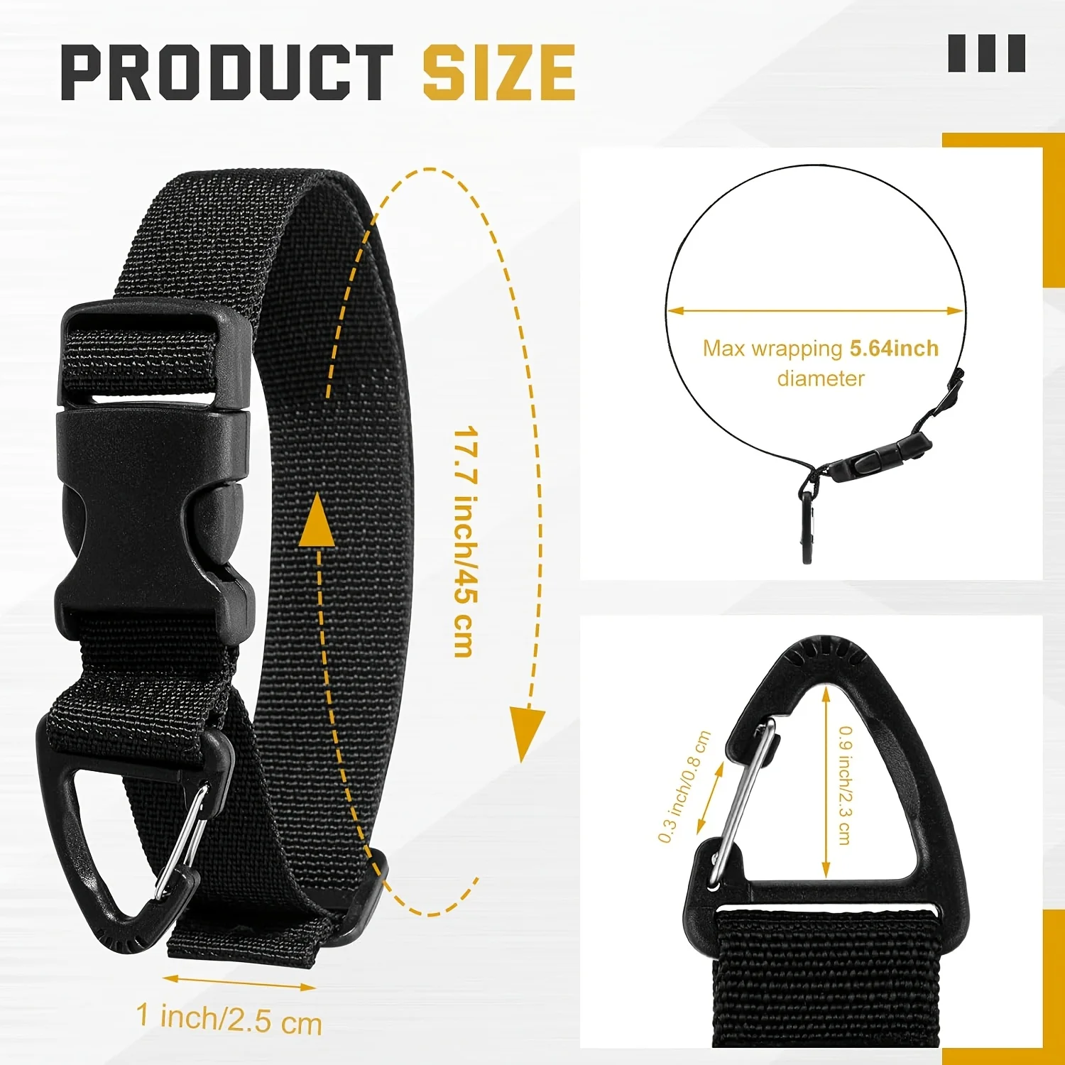 45cm Black Adjustable Extension Cord Organizer with 3-Axis Buckle thumbnail 6