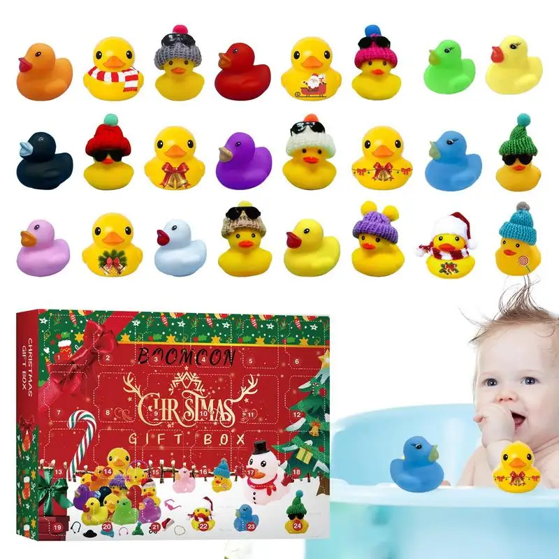 

Christmas 24 Days Countdown Countdown Calendar With 24 Pcs Rubber Duck Toys Christmas Countdown Toys For Outdoor Play Bathtub