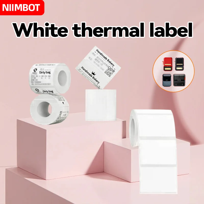 Niimbot B21/B1/ B3S Printer Label Paper 30-50mm 2 Roll White Sticker Print Papers Rolls Tear-proof Water Oil-proof Adhesive