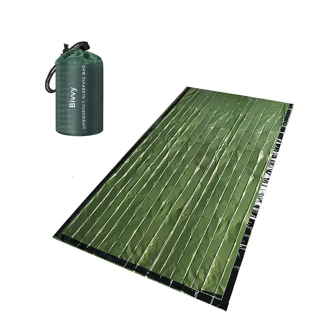 Allume Sac de Couchage d'Urgence, Sacs de Survie Légers Imperméables Couverture Thermique d'Urgence, Sac Bivouac Équipement de Survie pour Aventure en Plein Air, Camping, Randonnée Vert