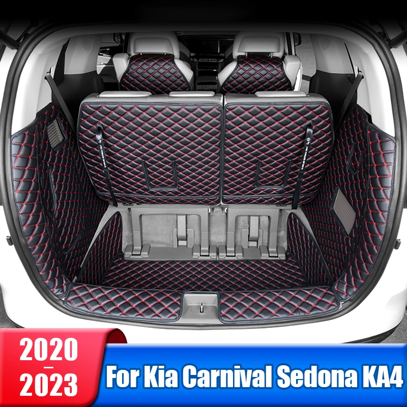 

3D trunk mats For Kia Carnival Sedona KA4 2020 2021 2022 2023 leather car trunk mat cargo liner rug carpet interior accessories