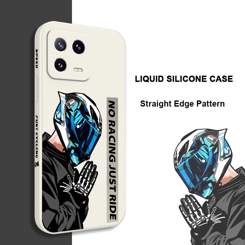 Motorcycle Boy Liquid Silicone Phone Case Cover