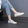 2.5cm Genuine Leather Women Oxfords Breathable Shoes Flats Comfy Lace Up Chunky Sneakers Spring Platform Wedge Loafer Slippers 5