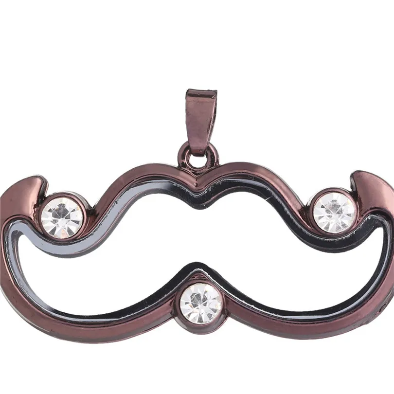 10PCS Mustache Corner Rhinestone Floating Locket Alloy Pendant Charms Jewelry Making Necklace Keychain For Women Men