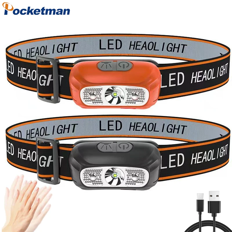 

Mini Sensor LED Headlamp USB Rechargeable Camping Light Outdoor Waterproof Portable Fishing Headlight Induction Head Flashlight