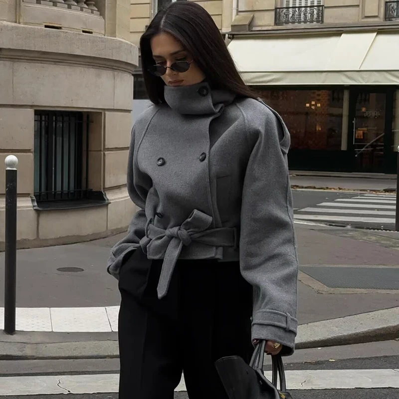 Women Woolen Jacket 2025 Autumn Winter Lapel Long Sleeve Women's Coat Zipper Loose Female Casual Outerwear Retro Lady Tops ﻿