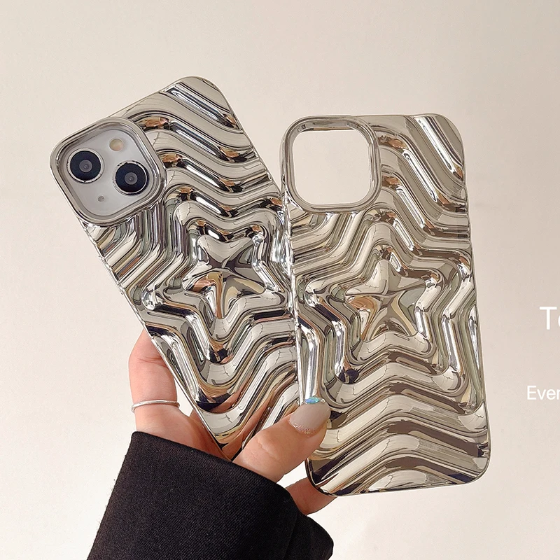 Silver Gradient Star Bling TPU Phone Case - Plating Silicone Back Cover