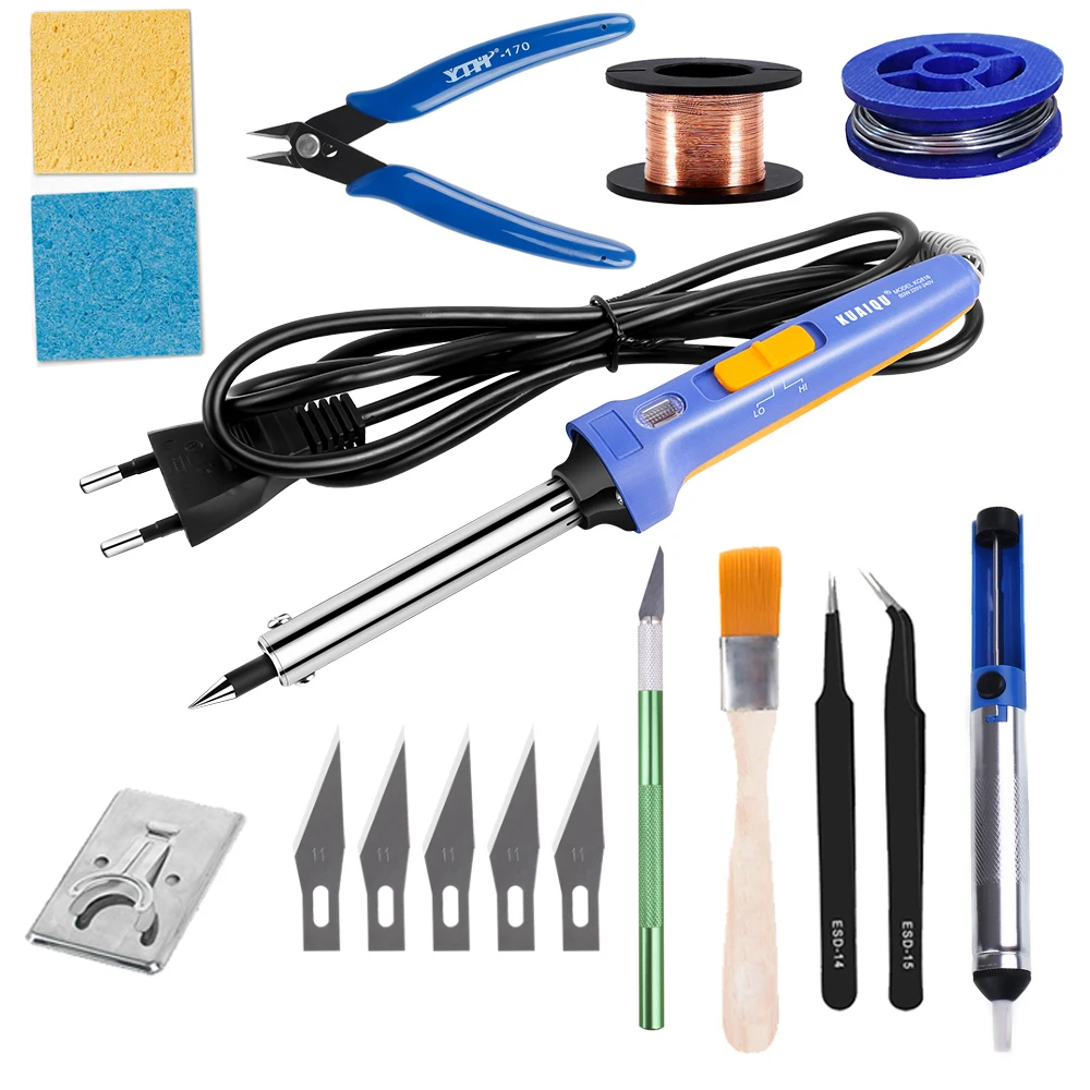 Dual Power 60w Digital Electric Soldering Iron Kit Set Temperature Adjustable 220v For Welding