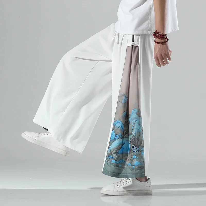 New Japanese Fashion Men's and Women's Trousers Large Size Loose Men's Sports Pants Color Matching Large Baggy Pants