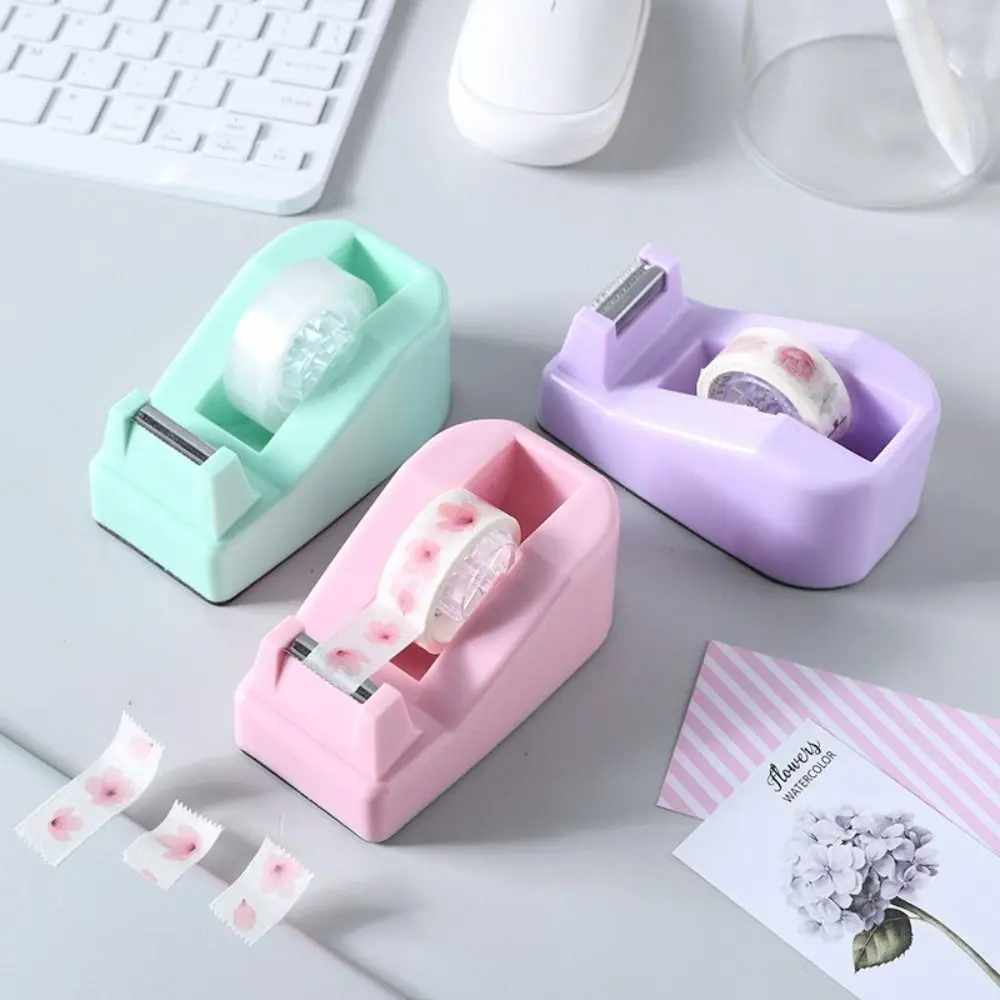 

Plastic Tape Dispenser Useful Students Gift Macaron Color Desktop Tape Holder Stationery Tape Cutter School Office Supplies