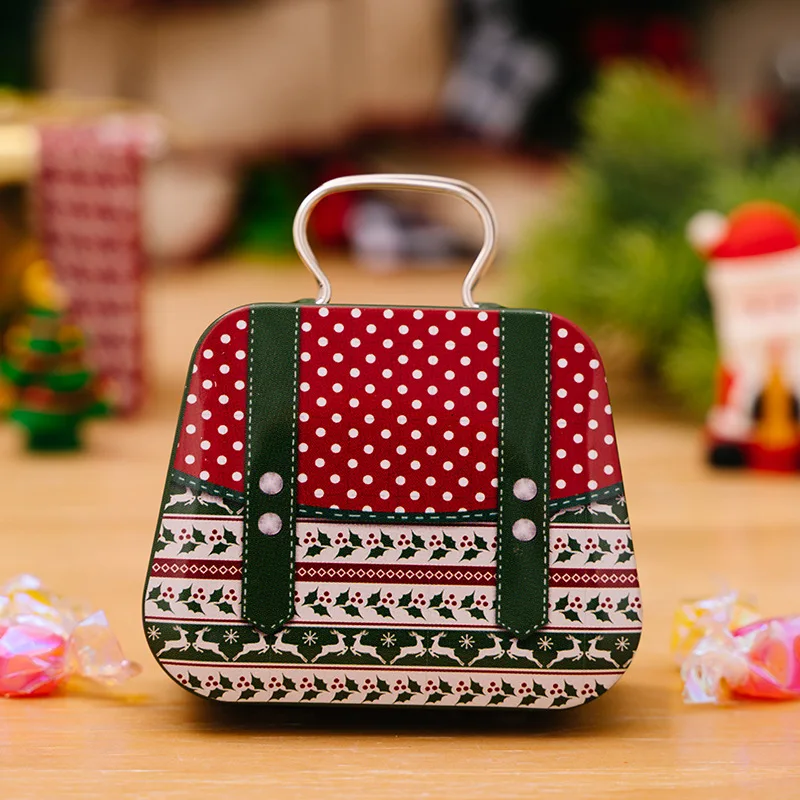 thumbnail image 1 of Caja de regalo navideña de hojalata, caja de metal para dulces, contenedores cuadrados para almacenar dulces para suministros navideños, feliz año nuevo, 1 of 5