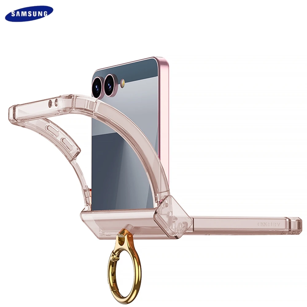 Foldable Colored Transparent Shockproof Hard Case with Ring