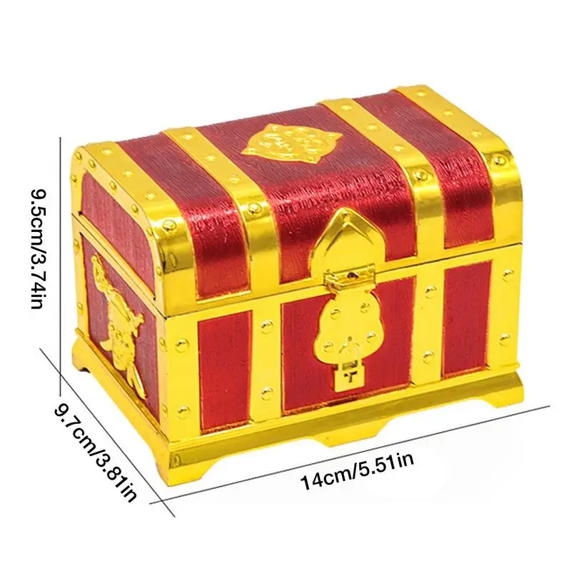 Treasure Box Gold Coins Fake Treasure Box For Kids With Gem Gold Coins Antique Color With Lock For Party Favors Props Decoration