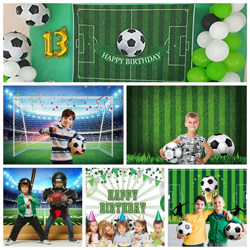 Football Photo Backdrop for Birthday Party Boy Real Madrid Stadium Grassland Football Field Decor Banner