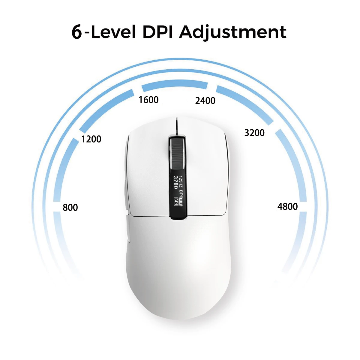 듀얼 모드 무선 마우스, 2.4G USB 및 블루투스 충전식 마우스(스마트 디스플레이 포함), 6 DPI 사무용/게이밍 마우스(노트북/PC용)