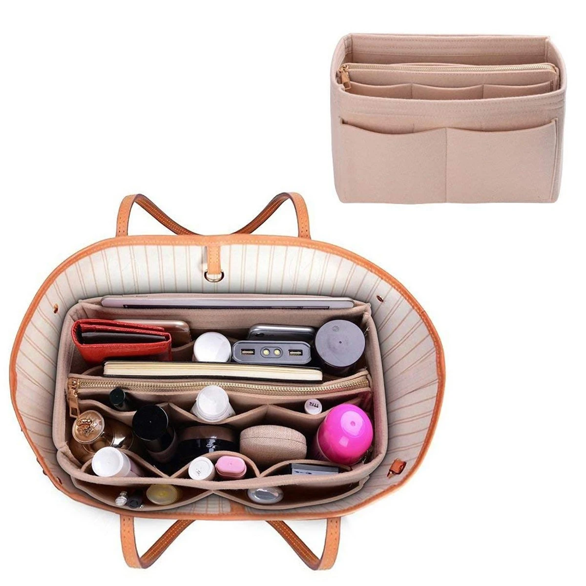 Felt Makeup Organizer Bag for Women Handbag Travel Cosmetic Storage
