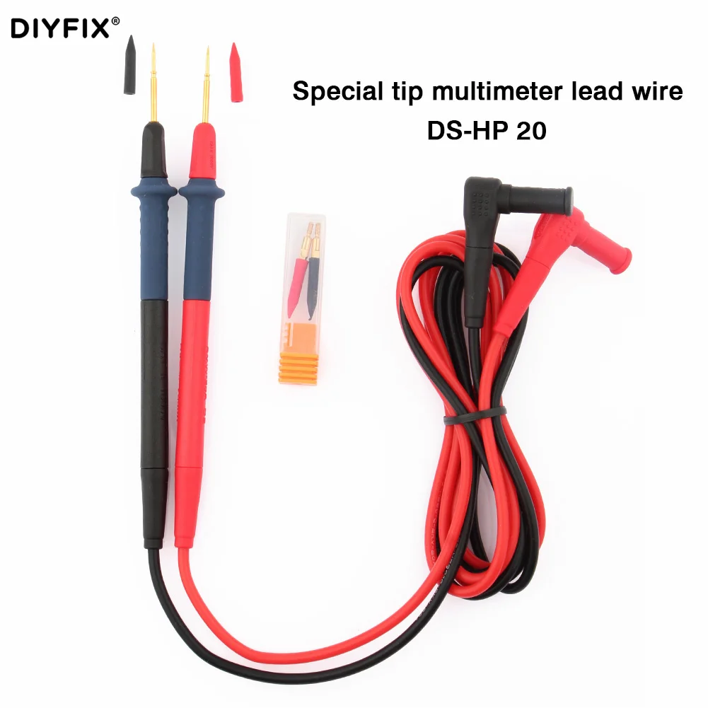 

DIYFIX 1 Pair 1000V 20A CAT II Special Tip Multimeter Lead Wire Multi Meter Tester Lead Probe Measuring Tool