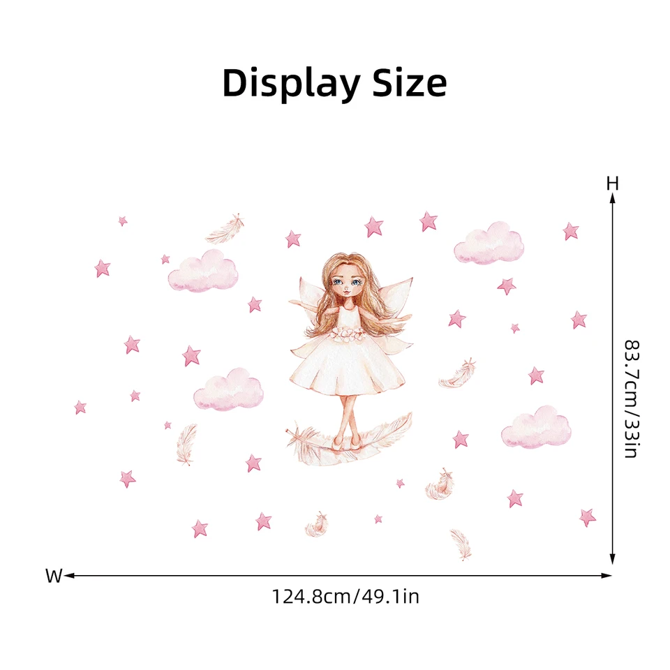 Gshy Bande Dessinée Mignonne Licorne Star Heart Stickers Muraux Papier Peint DIY Vinyle Maison Stickers Muraux Enfants Salon Chambre Filles Room Decor (KSD8803