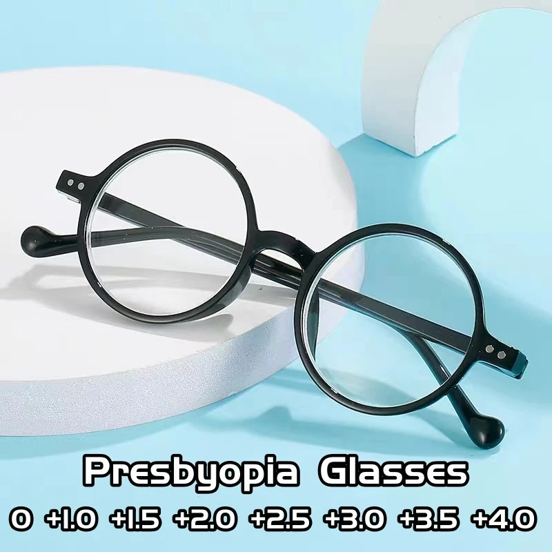 

Ultralight Unisex Reading Eyewear Round Anti Blue Light Glasses Middle-aged Retro Trendy High-definition Presbyopia Eyeglasses