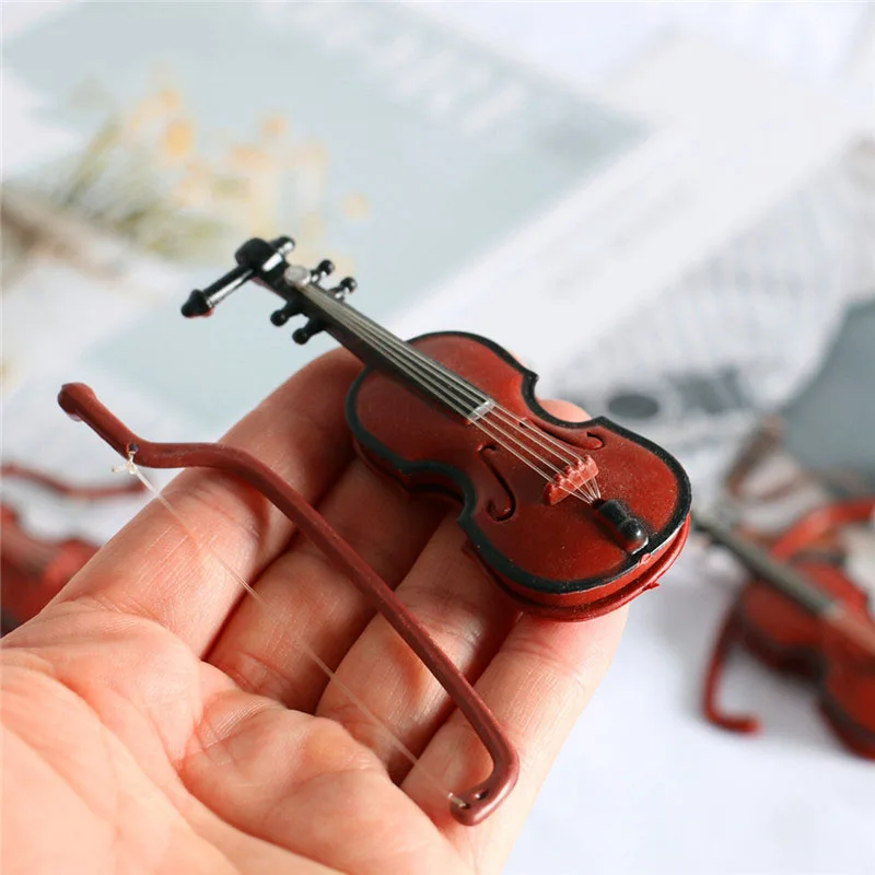 Dollhouse Violin Crafts Dollhouse Mini Musical Instrument Model Classical Guitar Violin For Ob11 1/6 Blyth Barbis Doll Accessories Scene Model Toys 1/12