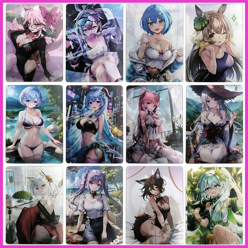 

Anime Goddess Story Rare Refractive Flashcards Rem Ganyu Yae Miko Kamisato Ayaka Toys for boys Collectible Cards Birthday Gifts