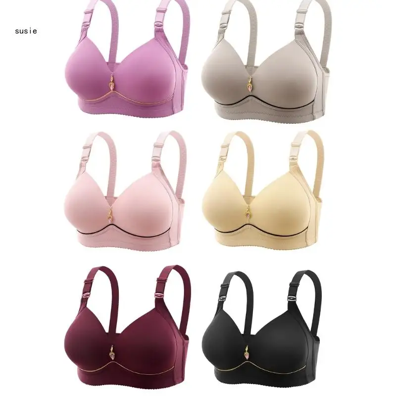 

X7YA Women Large Size Wireless Bras Thin Cup Push Up Full Coverage No Underwire Comfortable Gathered Bralette Brassiere