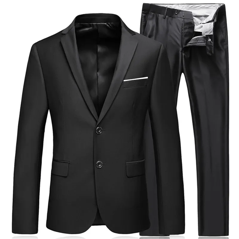 2023-Men-s-Business-Fashion-High-Quality-Gentleman-Black-2-Piece-Suit ...