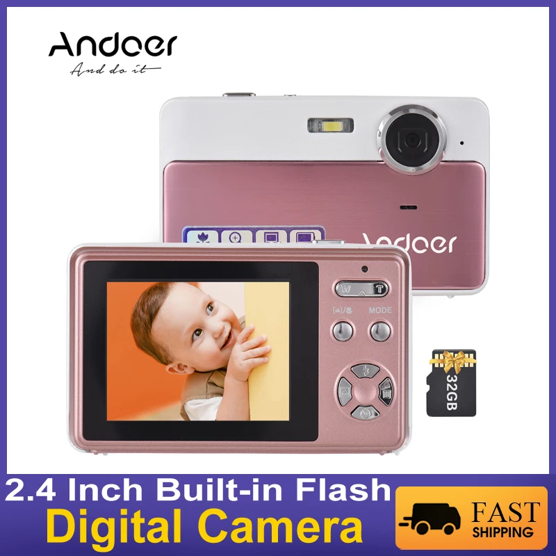Andoer 4k Digital Camera Camcorder 2.4 Inch Builtin Flash Battery With 32gb Memory Card