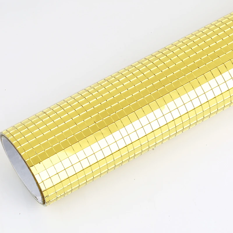 Mirror Glass Tile 5x5mm/piece 30x30cm/sheet Self-adhesive 1.5 Mm Thickness  Silver and Gold Color 