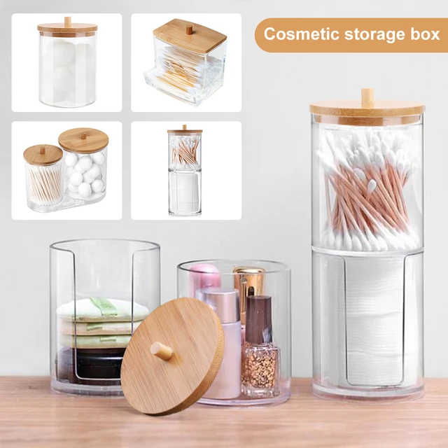 Cotton Swab Holder With Lid Portable Qtip Holder Travel Case Cotton Swab  Jar Clear Acrylic Container Storage Box With Cover For - AliExpress