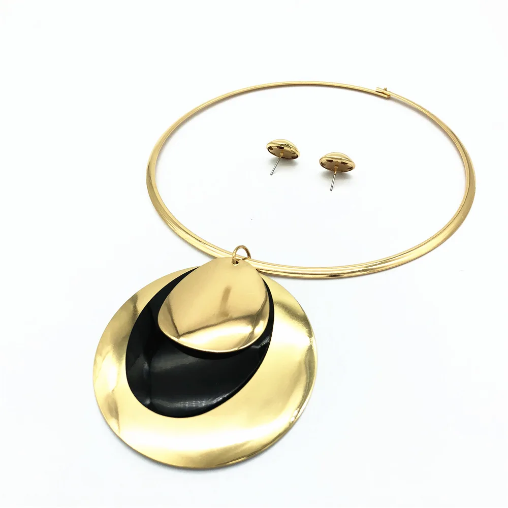 

Metal Big Necklace Collar African Style Choker Jewelry Sets for Women