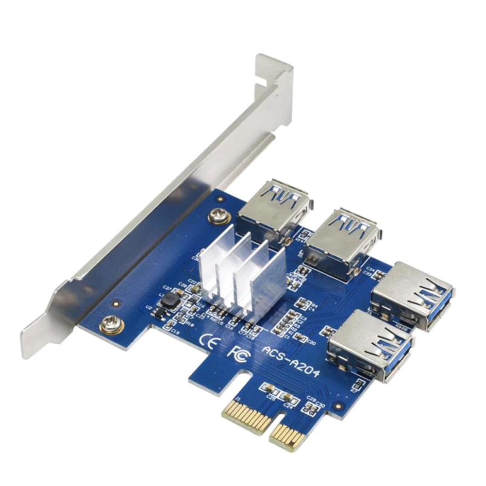 

4-портовый разъем PCI-E для USB 3,0, экспресс-карта с разъемом SATA, разветвитель кабеля питания, плата расширения PCIE для майнинга