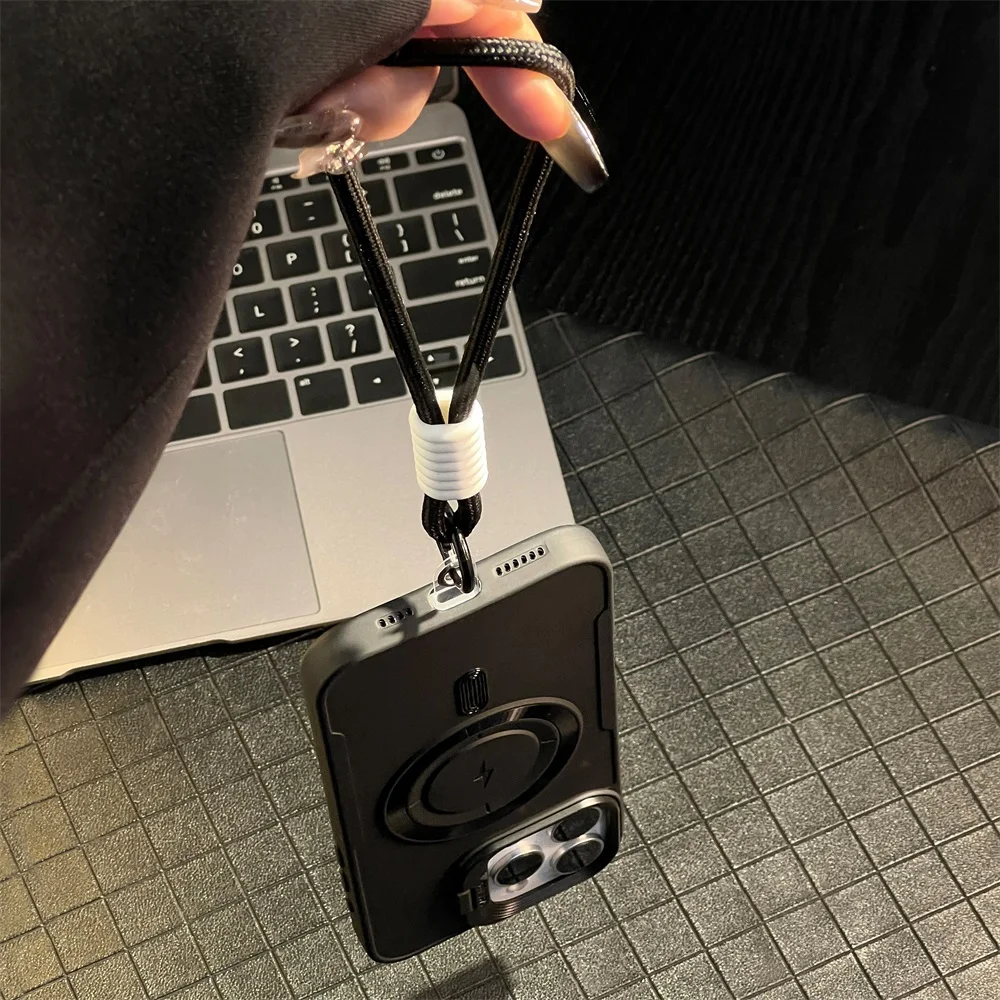 Magnetic Wireless Charging Case with Foldable Stand and Wrist Strap