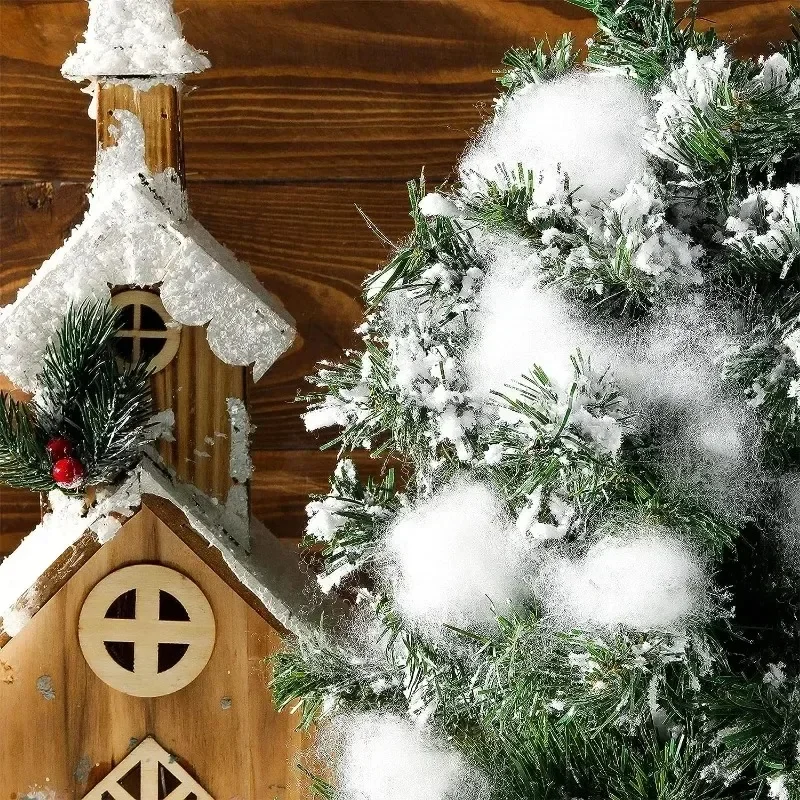 Roadoor Faux Flocons De Neige Artificiels Pour Sapin De Noël - Décoration De Neige Instantanée - Fausse Neige Moelleuse Super Douce En Coton PP - Décoration D'intérieur Pour Noël - Blanc