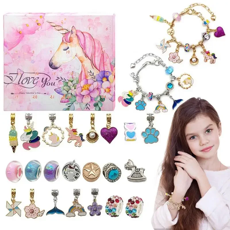 DIY Merry Christmas Jewelry Kit Box girls Advent Calendar Party Decor Countdown Calendars Home Kids Supplies Xmas Party