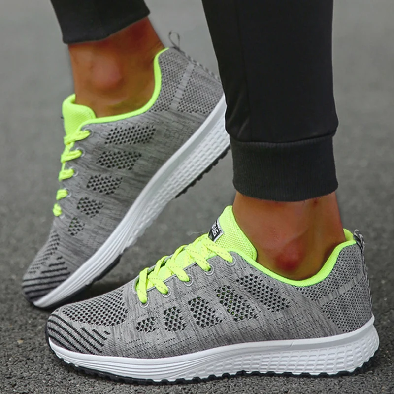 2023 Women's Sneakers New Fashion Breathable Trainers Comfortable Sneakers Women Mesh Fabric Lace Up Female Footwear Women Shoes