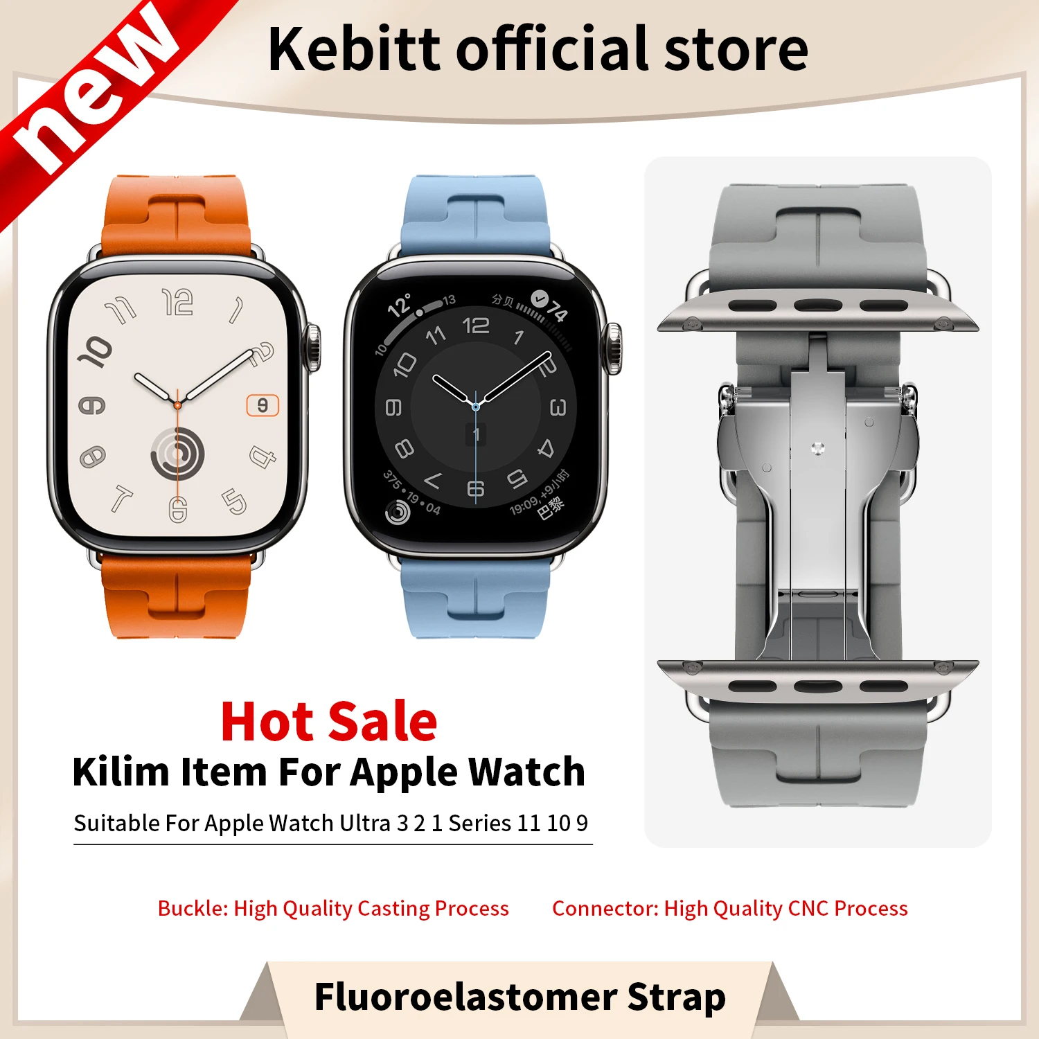 Kilim Deployment Buckle Band in Fluoroelastomer