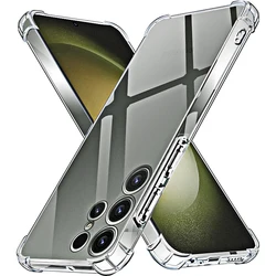Shockproof Clear Silicone Soft Back Case for Samsung S24Plus (Transparent)