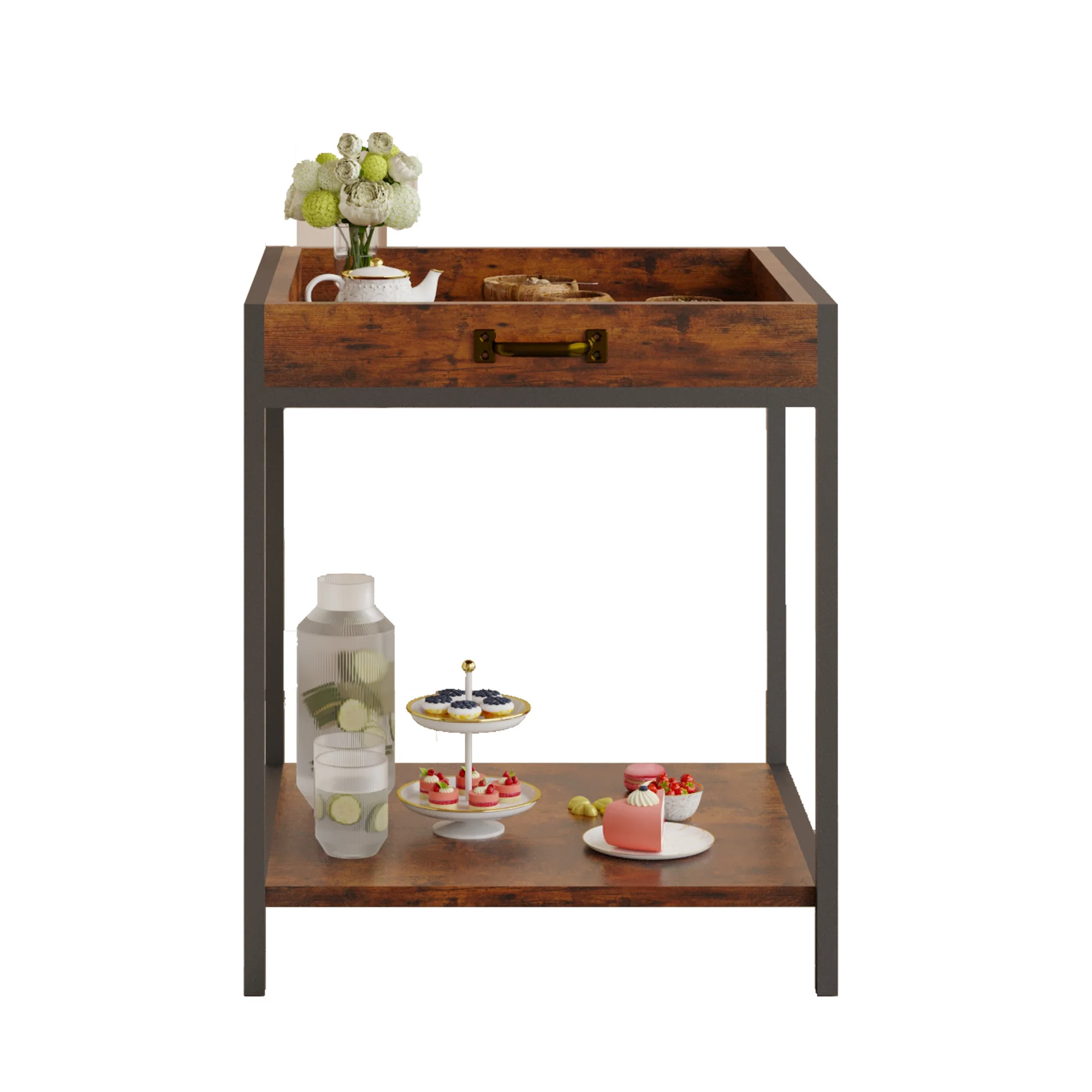 طاولة قهوة بطبقتين، خشب، غرفة معيشة