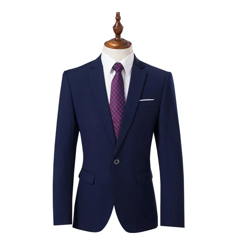2024 New (Blazer+ Trousers) Men Fashion Gentleman European Style Gentleman Wedding Solid Color Office Hosting 2 Piece M-6XL 3