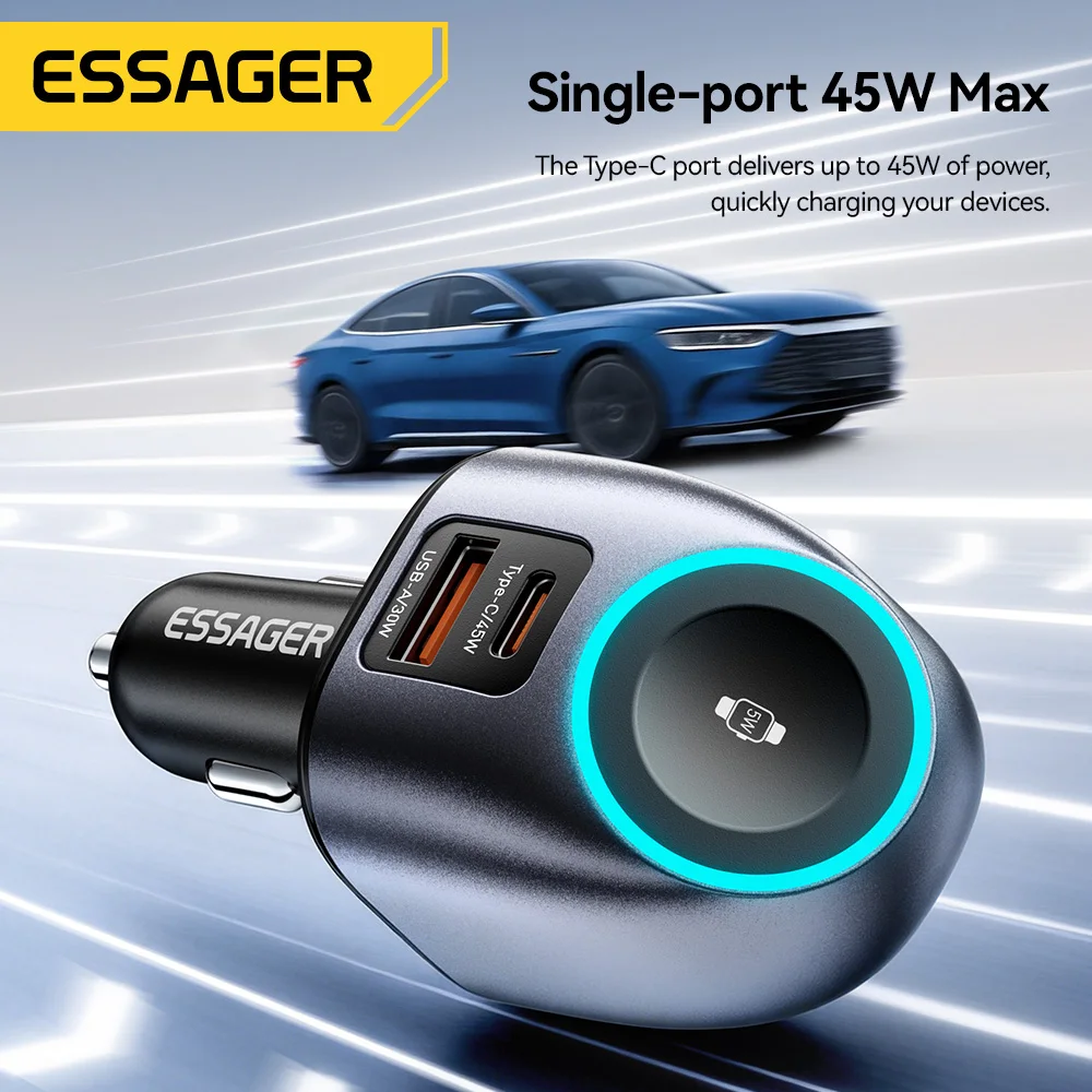 Essager 2-in-1 Fast Wireless Car Charger