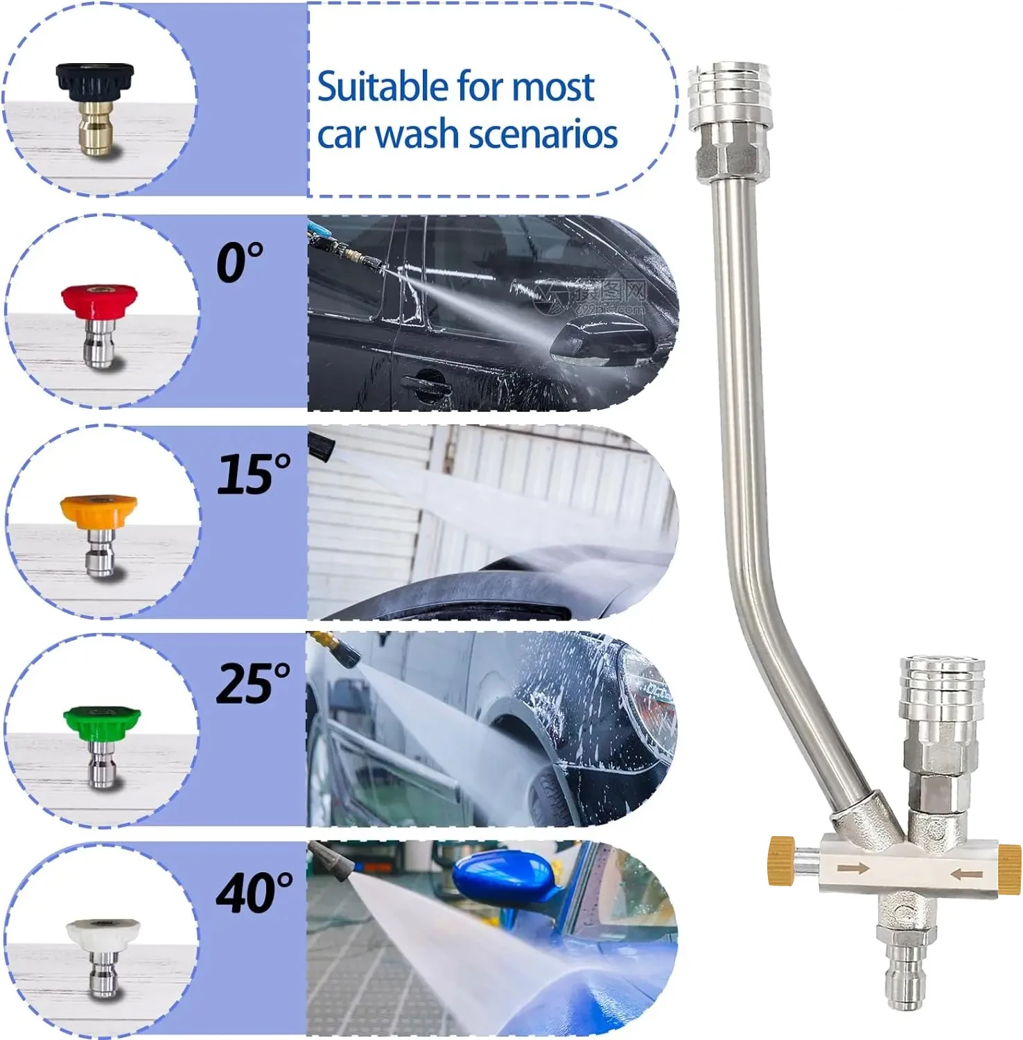 Dual Purpose Switch Snow Foam Dual Gun Pressure Washer 1/4 Inch Quick Connect and 5 Nozzles for Soap Cannon Pressure Washer 4