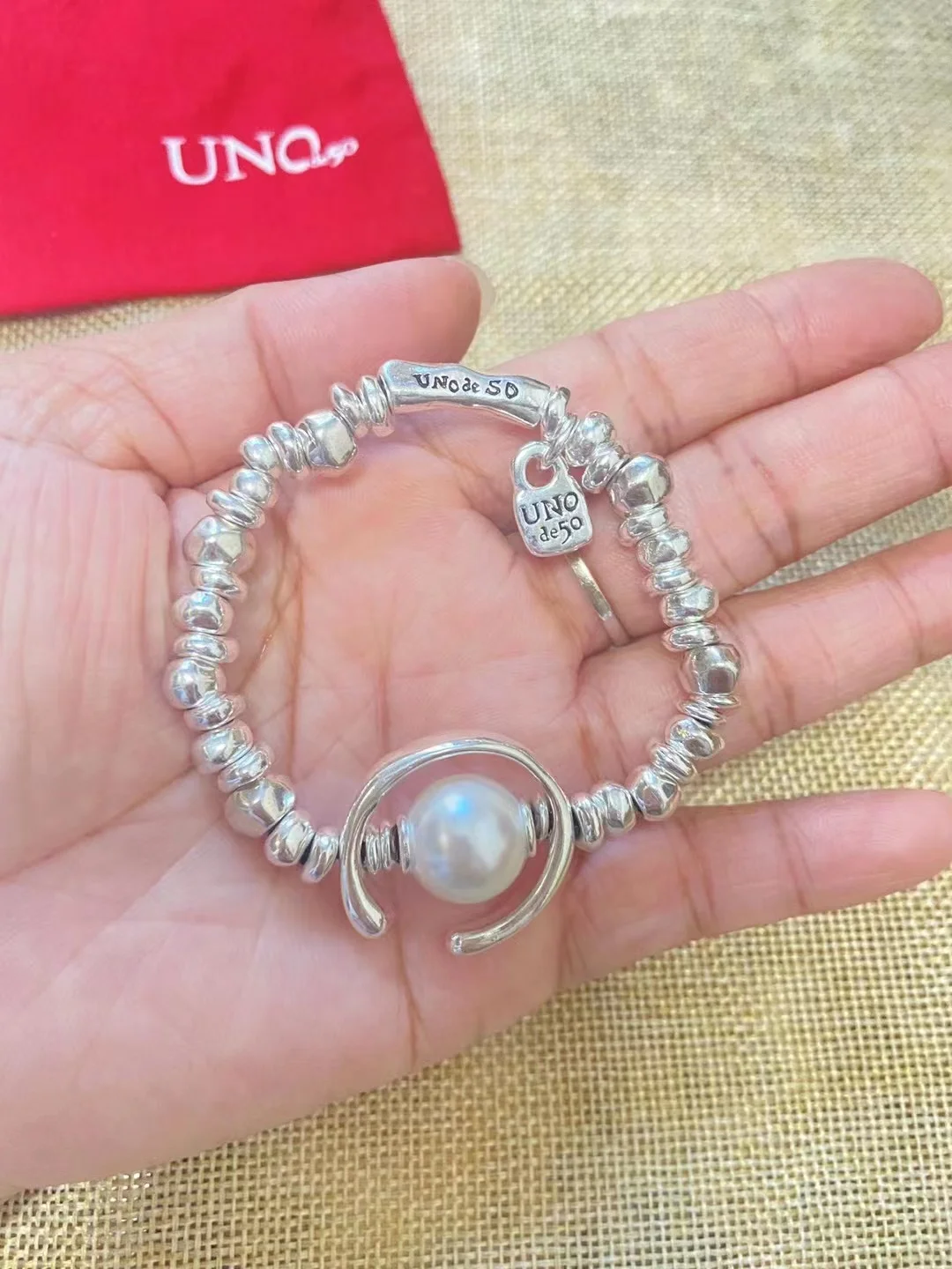 Pearl Moon Shape Alloy Spain UNO de 50 Necklace For Women Vintage Fashion Party Wedding Necklace Collar Jewelry Girls Gift