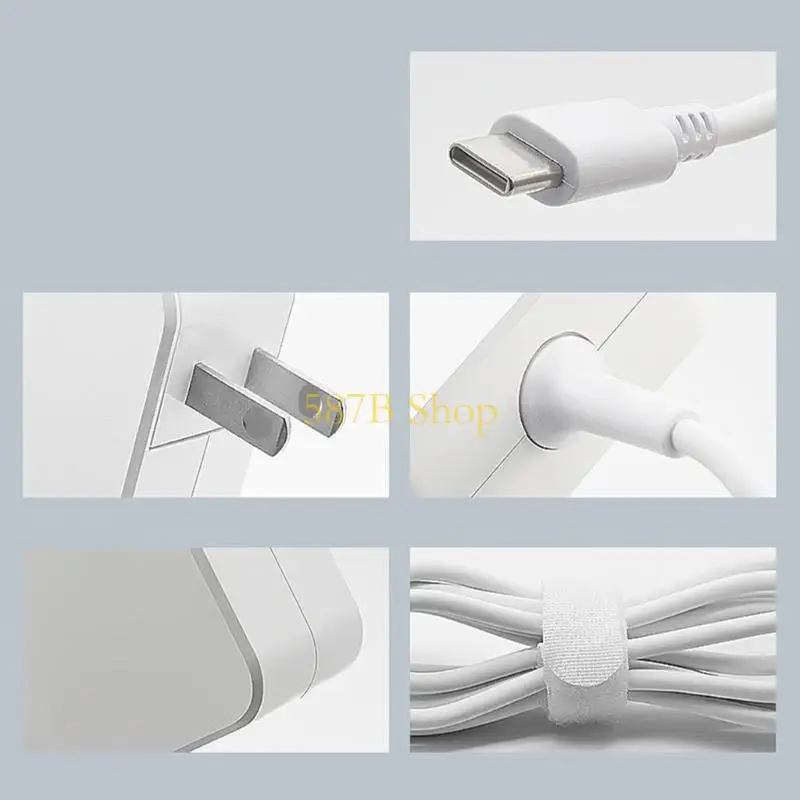 587B Efficient 65W Power Adapter 2Pin Flat Plug Laptops Charging Head Build-in Chip