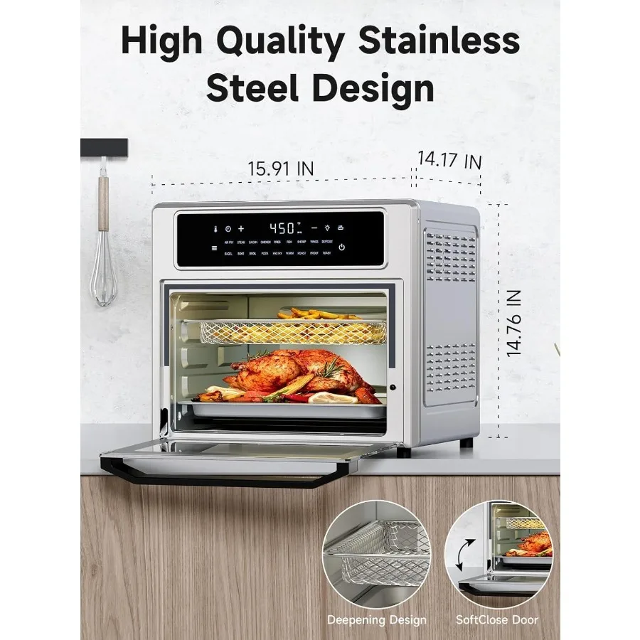 26.4 Qt Convection Oven Toaster Air Fryer Combo with 18in1 Functions Stainless Steel Countertop Appliance Featuring 4Zone Cooki 5 küchexyz.de description